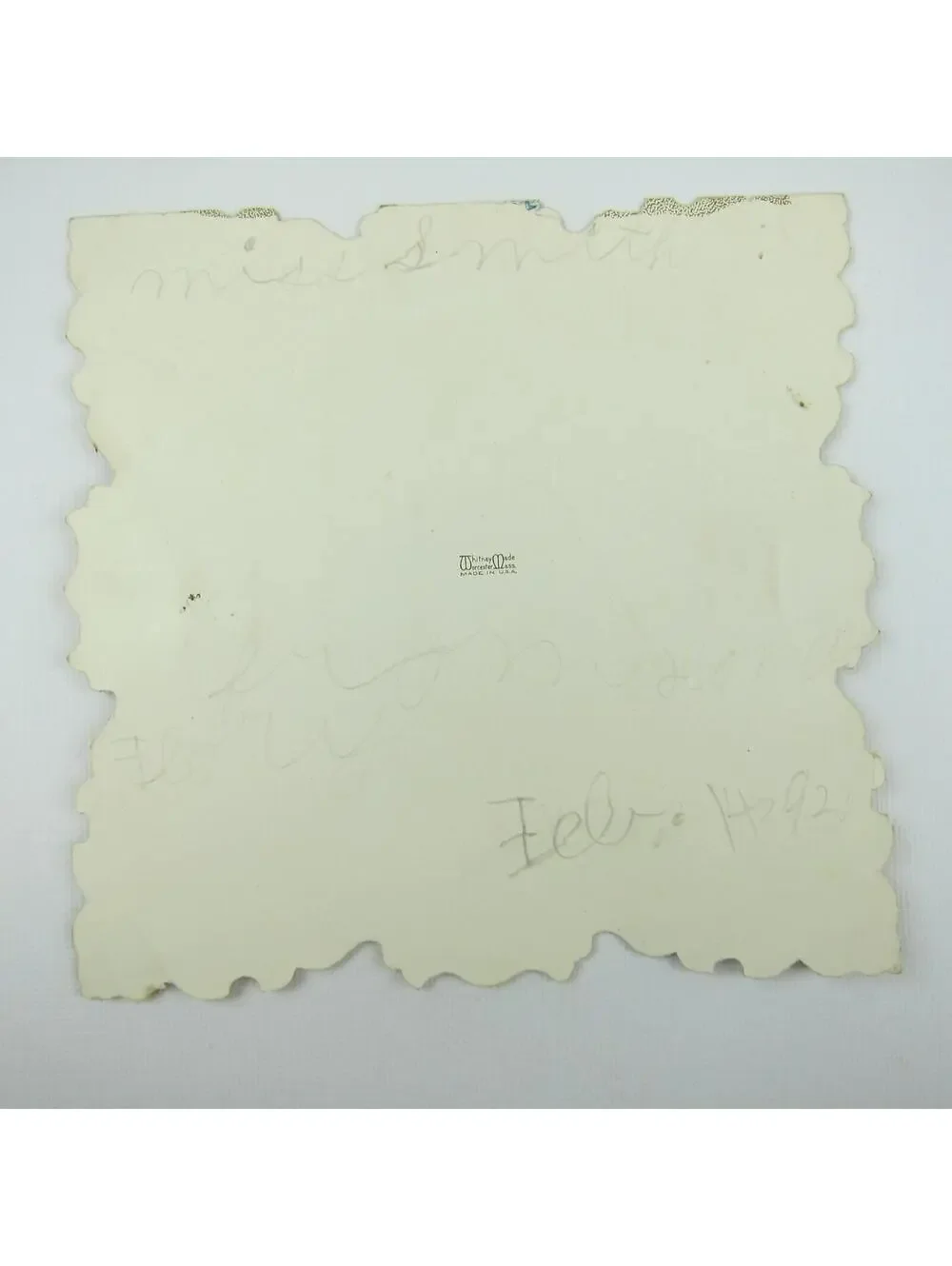 Antique Valentine Die cut Farm House Trees Flowers Cupid Boy Girl Canoe Embossed